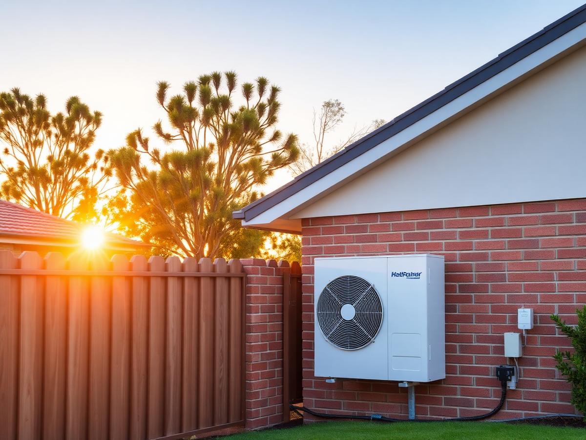 Heat pump hot water unit installed at a suburban Australian home